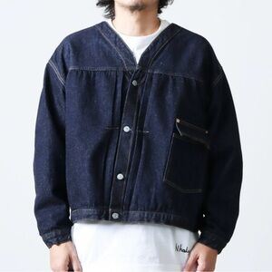 NWOT Kaptain Sunshine Collarless Denim Jacket